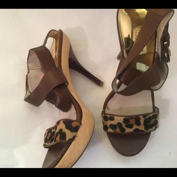 Michael Kors Calf Hair Animal Print Leather Wooden - Picture 3 of 11